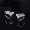 White Sterling Silver Created Diamond Hoop Earrings