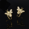 Bee Design Sterling Silver Created Diamond Hoop Earrings