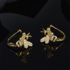 Bee Design Sterling Silver Created Diamond Hoop Earrings