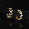 Yellow Gold Arrow Hoop Earrings Sterling Silver