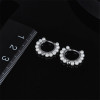 Pearl Sterling Silver Hoop Earrings