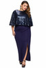 Sequin Cape Plus Size Maxi Dress