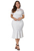 Lace Panel Peplum Hem Plus Size Sheath Dress