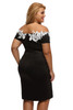 Lace Crochet Off Shoulder Black Plus Size Pencil Dress