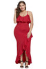 Plus Size Ruffle Trim Spaghetti Straps Maxi Dress