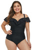 Ruched Ruffle Plus Size One Piece Swimsuit