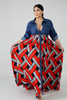 Turn Down Collar Half Sleeve Patchwork Dress