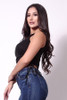 Sleeveless Round Neck Side Ruching Glitter Tank