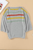 Multicolor Stripes Print Gray Knit Top Multicolor Stripes Print Gray Knit Top