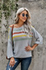 Multicolor Stripes Print Gray Knit Top Multicolor Stripes Print Gray Knit Top