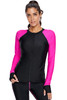 Rosy Long Sleeve Zip Down Rashguard Top for Women