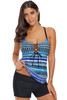 Crisscross and Strappy Detail Printed Tankini Top