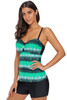 Vibrant Green Print Cross Back Tankini Top