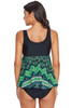 Green Vibrant Print Skirted Tankini Swim Top