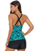 Tropical Leaf Print Sleeveless Tankini Top