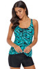 Tropical Leaf Print Sleeveless Tankini Top
