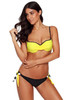 Yellow Wrinkled Bra Striped Bikini Bottom Swimsuit