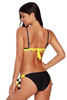 Yellow Wrinkled Bra Striped Bikini Bottom Swimsuit