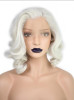 Anogol Short Body Wave Bob White Blonde Free Part Wave High Temperature Fiber Synthetic Hair Lace Front Wigs For Drag Queen