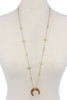 Stone Crescent Moon Pendant Necklace