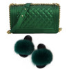 SIZE 6 - Fluffy Fur Slippers & Jelly Crossbody Bag Set