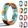 Clear Wood Resin Ring Fashion Handmade Dried Flower Epoxy