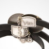 Men Silver Bracelet, Black Strap Bracelet,