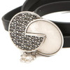 Men Silver Bracelet, Black Strap Bracelet,