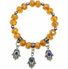 Crystal Bracelet In Any Color With 3 Silver Hamsa Charms. Wear As Anklet !