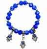 Crystal Bracelet In Any Color With 3 Silver Hamsa Charms. Wear As Anklet !