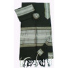 Silk Tallit- Black with Gray and Gold Design