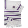 Wool Tallit - White with Purple
