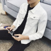 Solid Color Slim Casual Denim Jacket for Men