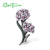 Authentic 925 Sterling Silver Babysbreath Flower Ball Brooch Fashion Jewelry for Women