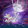 Lovely Crystal 26 letters Flower Fairy Necklaces for Women