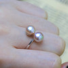 DOUBLE Pearls Silver Interlaced Rings for Women