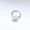 DOUBLE Pearls Silver Interlaced Rings for Women