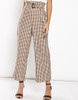 Stylish Cotton Plaid Print High Waist Wide Leg Pants for Women