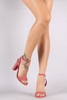 Bamboo Suede Open Toe Ankle Strap Chunky Heel