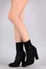 Bamboo Floral Lace Pointy Toe Chunky Heeled Booties Bamboo Floral Lace Pointy Toe Chunky Heeled Booties