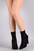 Bamboo Floral Lace Pointy Toe Chunky Heeled Booties Bamboo Floral Lace Pointy Toe Chunky Heeled Booties