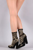 Bamboo Floral Lace Pointy Toe Chunky Heeled Booties Bamboo Floral Lace Pointy Toe Chunky Heeled Booties