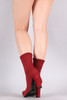 Bamboo Ribbed Knit Pointy Toe Suede Chunky Heeled Booties Bamboo Ribbed Knit Pointy Toe Suede Chunky Heeled Booties