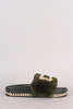 Bamboo Hardware Embellished Fur Chain Slide Sandal