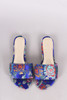 Bamboo Satin Floral Brocade Open Toe Slip-On Flat Sandal