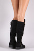 Suede Buckled Zipper Trim Riding Knee High Boots Suede Buckled Zipper Trim Riding Knee High Boots
