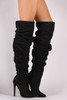 Suede Pointy Toe Slouchy Stiletto Over-The-Knee Boot