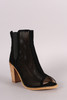 Perforated Peep Toe Chunky Heeled Booties