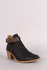 Qupid Almond Toe Blocked Heeled Ankle Boots