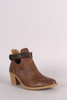 Qupid Almond Toe Blocked Heeled Ankle Boots